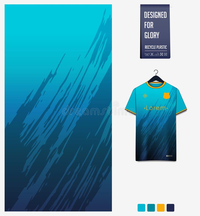 Soccer jersey pattern design. Brush stroke pattern on blue background for soccer kit, football kit, sports uniform. Vector