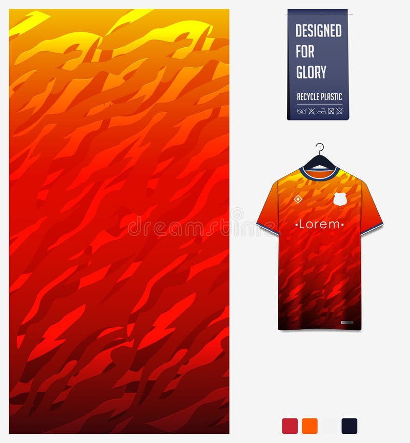 Soccer jersey pattern design. Geometric pattern on orange background for soccer kit, football kit or sports uniform. Tiger pattern