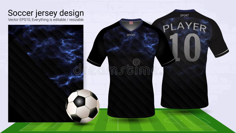 Blue Shirt Sport Design Template Soccer Jersey Football Kit Tank