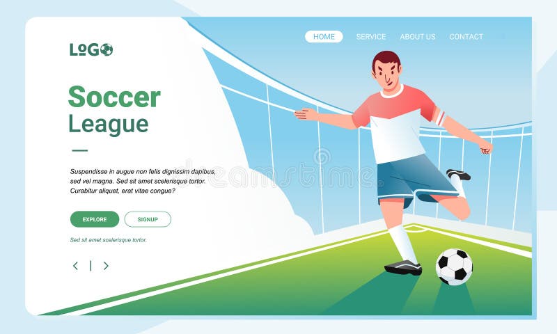 Soccer League Banner Image Illustration Template, Young Man Ready To ...