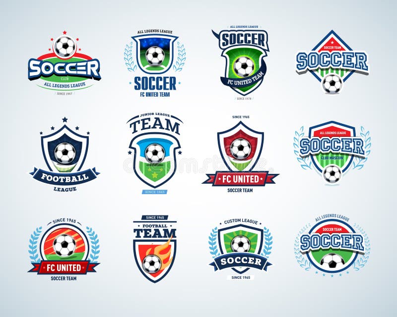 Soccer Logo Templates Set. Football Logotypes. Set of Soccer Football ...