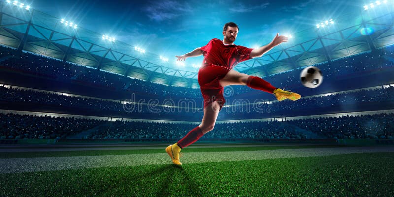 Soccer Player in Action Panorama Stock Image - Image of football,  backgrounds: 52228389