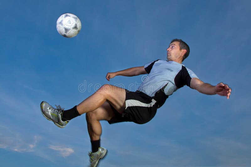 Soccer Player In A Bicycle Kick Stock Image Image of player