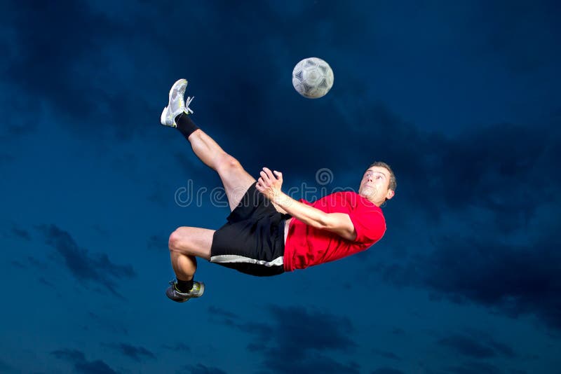 Soccer Player In A Bicycle Kick Royalty Free Stock Images Image 19993579