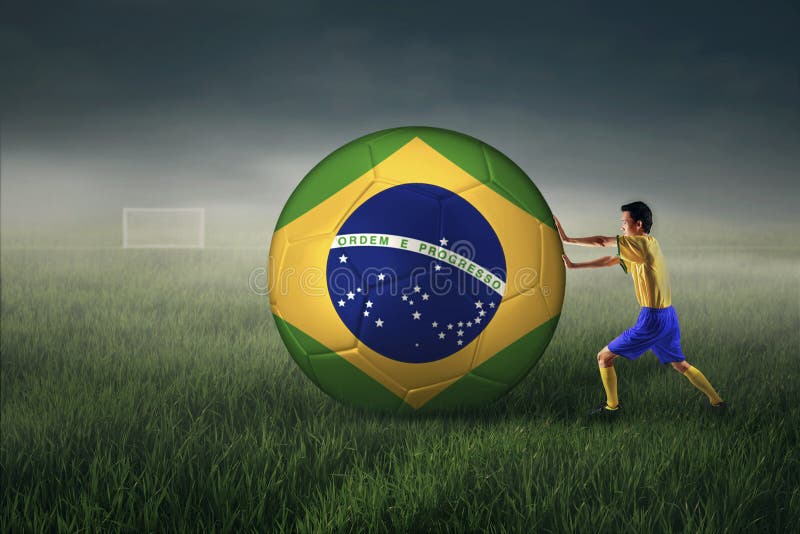 Soccer Player with a Big Ball 1 Stock Image Image of celebration