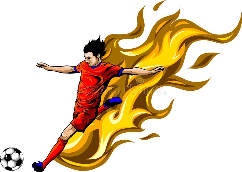 Soccer Player Flame KickFlame Trailing Football Athlete Doing His
