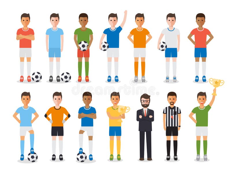 Soccer player, football sport athlete character set vector illustration Soccer player, football sport athlete character set vector illustration