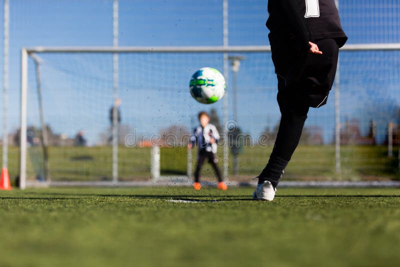 Soccer player and goalie during penalty shootout royalty free stock photography Soccer player and goalie during penalty shootout royalty free stock photography