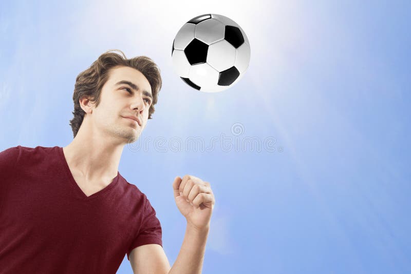 Soccer Player Hitting the Ball with His Head Stock Image Image of