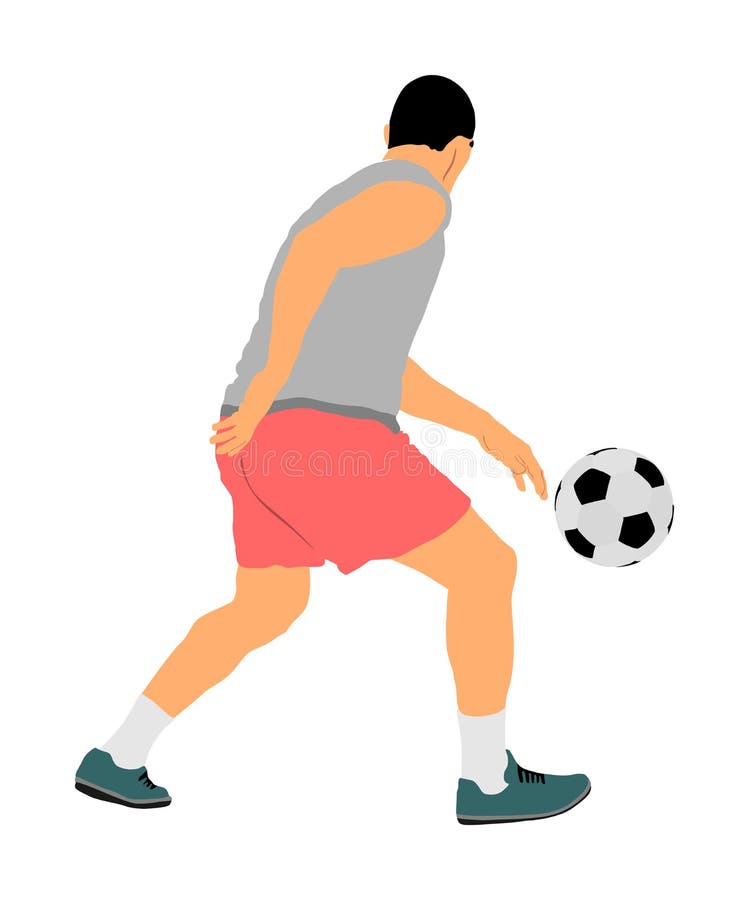 Soccer Player Kick The Ball In Action Vector Illustration Isolated On ...