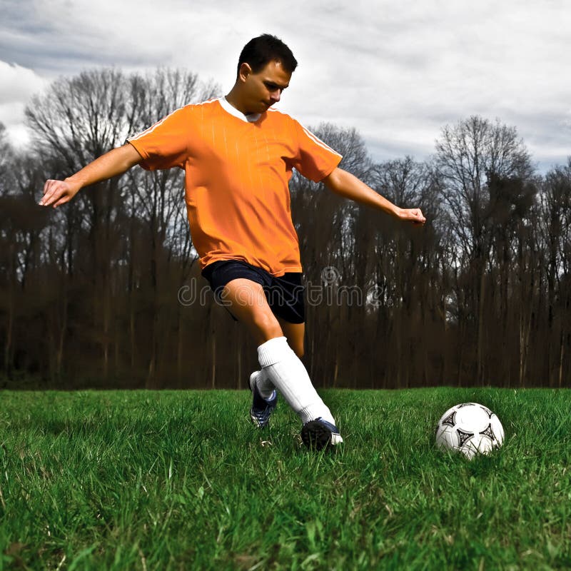 590 Young Boy Kicking Soccer Ball Park Stock Photos Free & Royalty