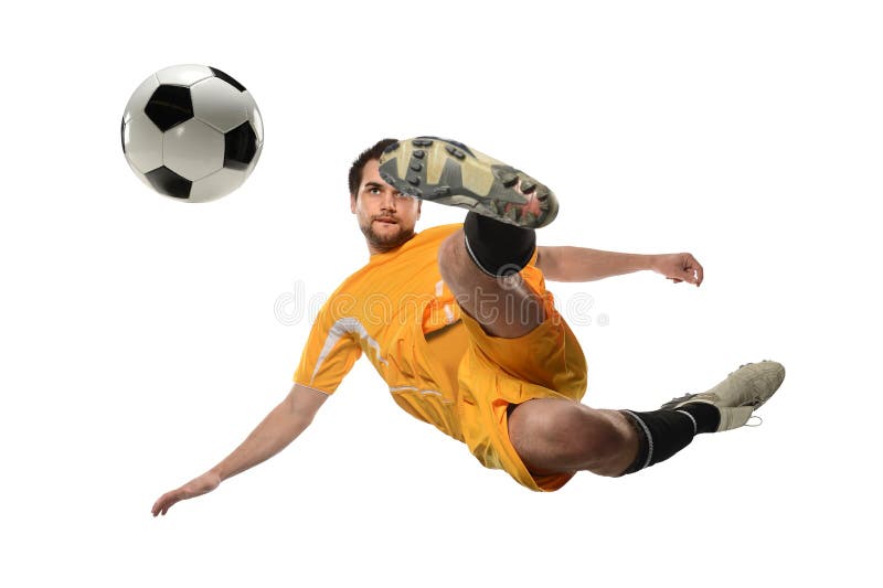 Football Player Action Jumping Head Kick Stock Photo 433505185