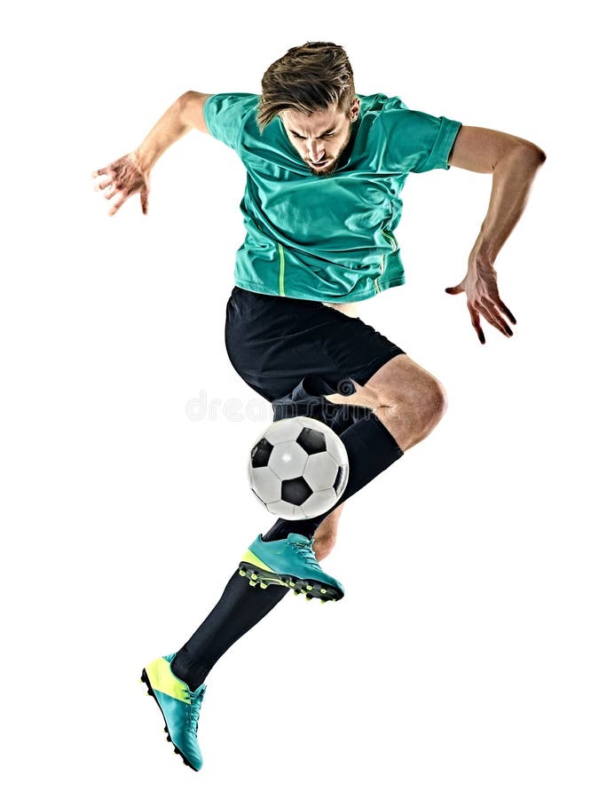 Soccer Player Man Jungling Isolated White Background Stock Photos ...