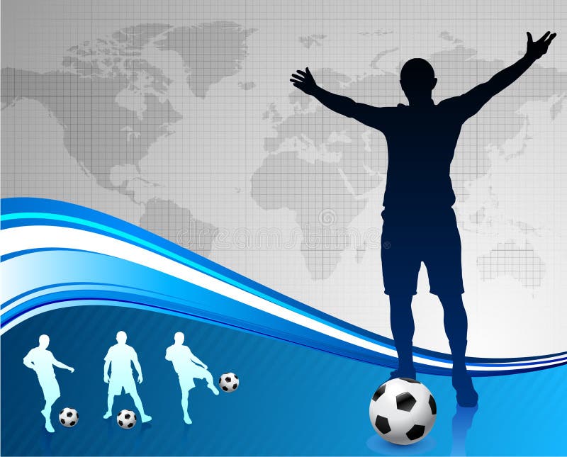 Soccer Player with World Map Background