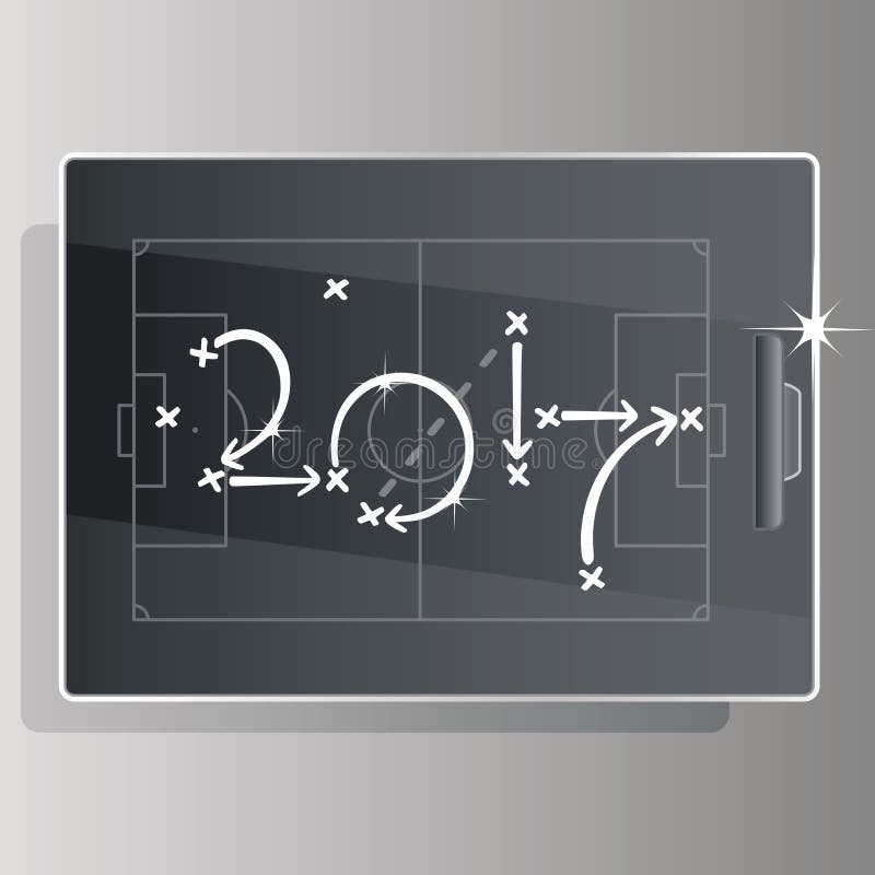 Soccer Strategy Goal 2017 Black Board Background Stock Vector