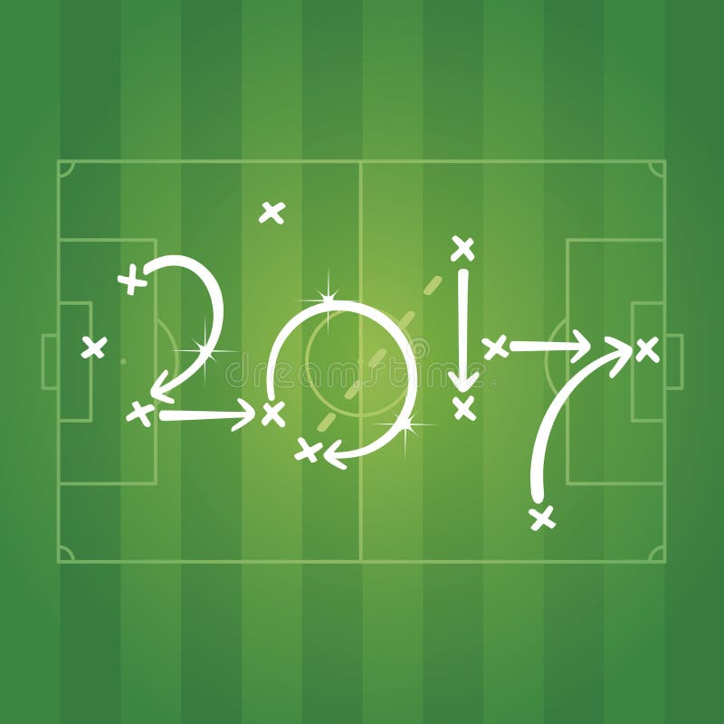 Soccer strategy for goal 2017 green background