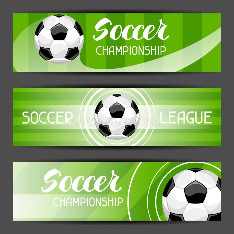 Soccer Ball On Green Stylized Banner Stock Vector - Illustration of ...