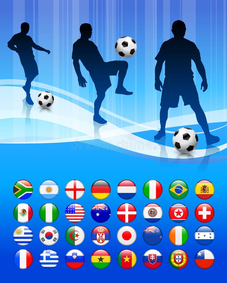 Soccer Team on Abstract Blue Background