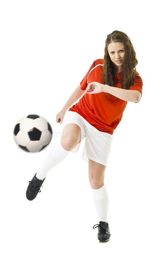 Female Soccer Player about To Kick the Ball Stock Image Image of