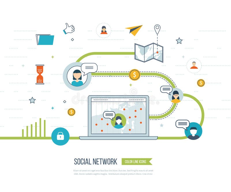 Sociaal Netwerk en Groepswerkconcept Investeringsbeheer royalty-vrije illustratie Sociaal Netwerk en Groepswerkconcept Investeringsbeheer royalty-vrije illustratie