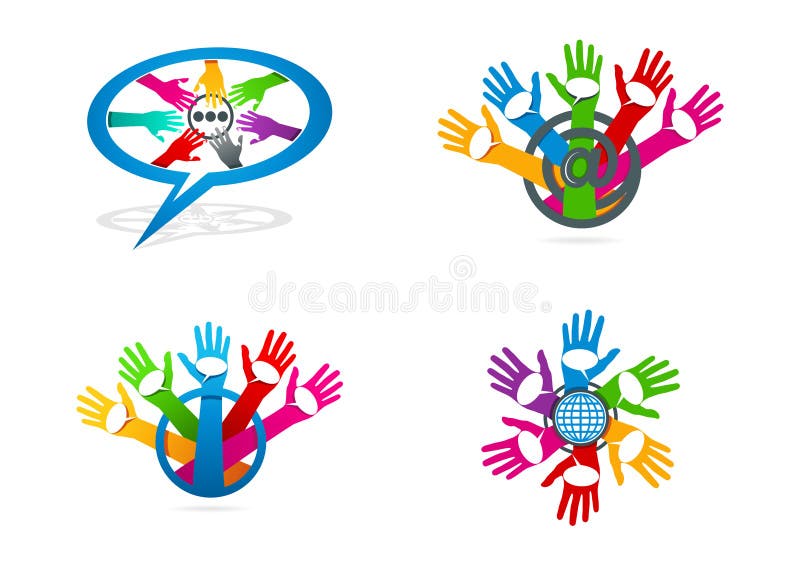 Social massmedialogo, handomsorg med anförandebubllessymbolet, för kommunikationsbegrepp för globalt nätverk design royaltyfri illustrationer Social massmedialogo, handomsorg med anförandebubllessymbolet, för kommunikationsbegrepp för globalt nätverk design royaltyfri illustrationer