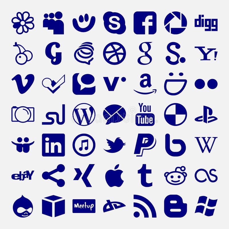 49 social media icons. Ready to use illustration.