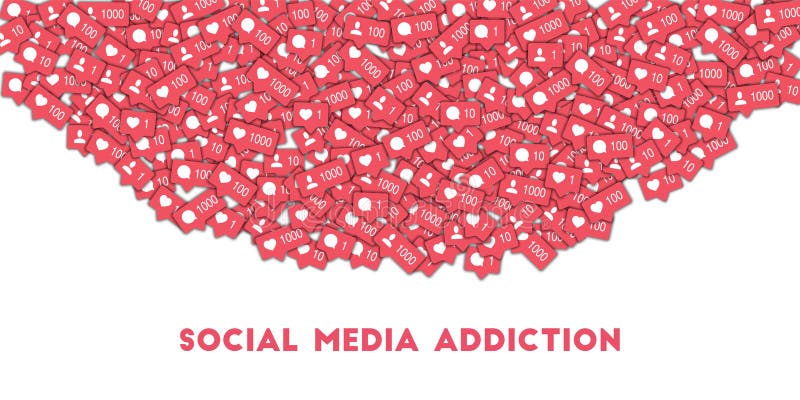 Social Media Addiction Social Media Icons In Abstract Shape Background