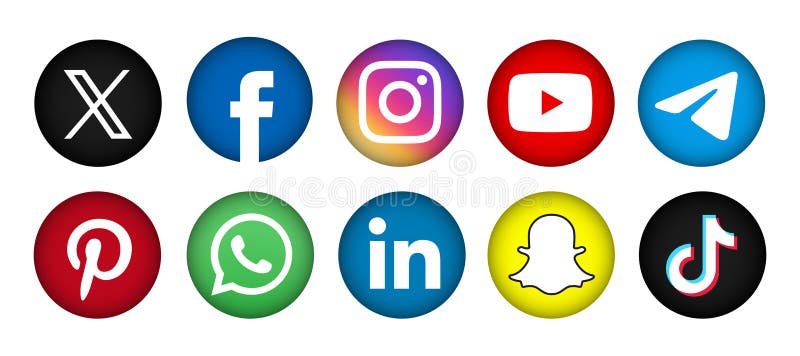 Social Media App Icon Set. Facebook, Instagram, X, Whatsapp and More