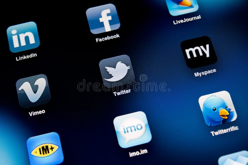 Social Media Icons on Ipad Screen Editorial Photo Image of ipad, blue