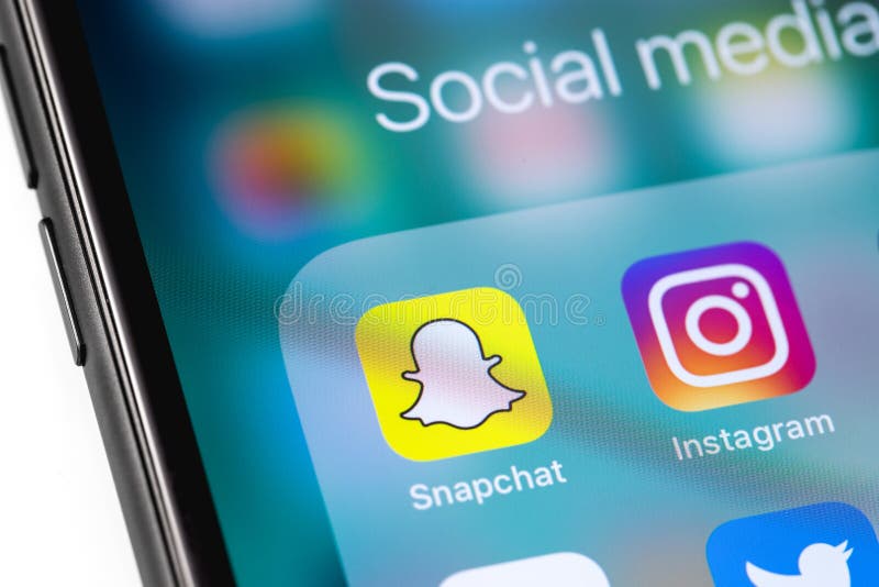 Instagram, Snapchat logo on the screen