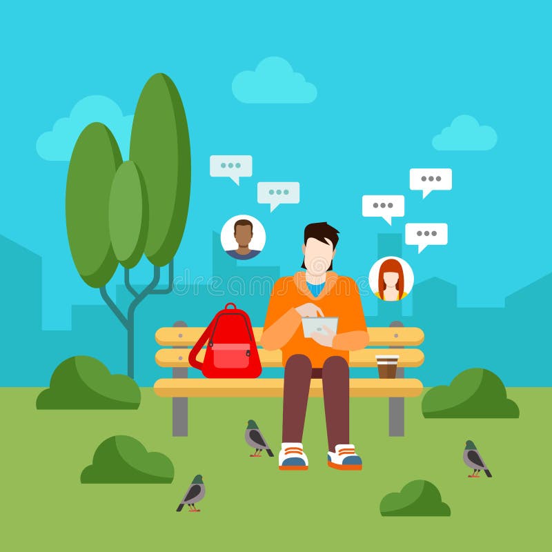 Social media chat messaging flat vector technology infographics