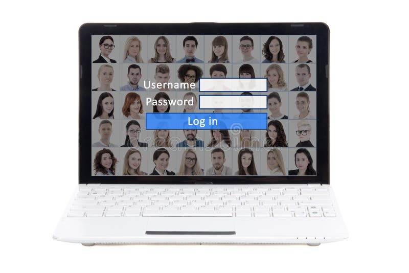 Social media concept - laptop with login and password panel on s royalty free stock photos Social media concept - laptop with login and password panel on s royalty free stock photos