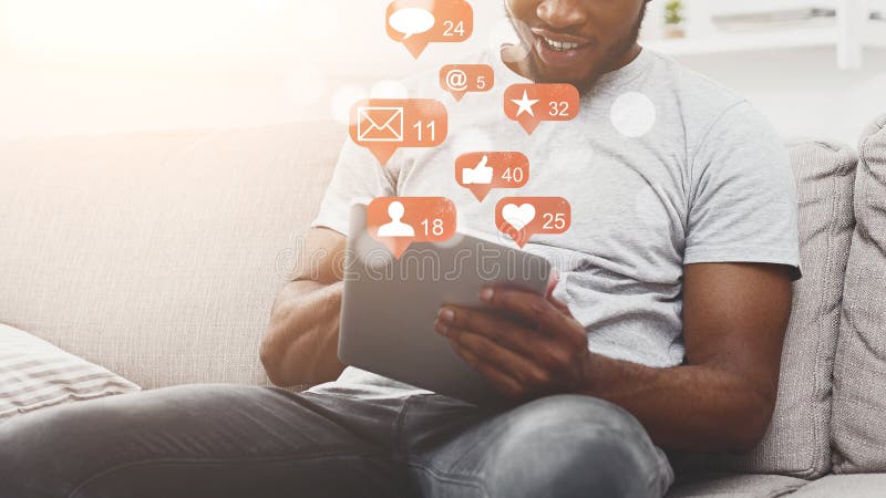 Social media concept. Man using digital tablet stock photography Social media concept. Man using digital tablet stock photography
