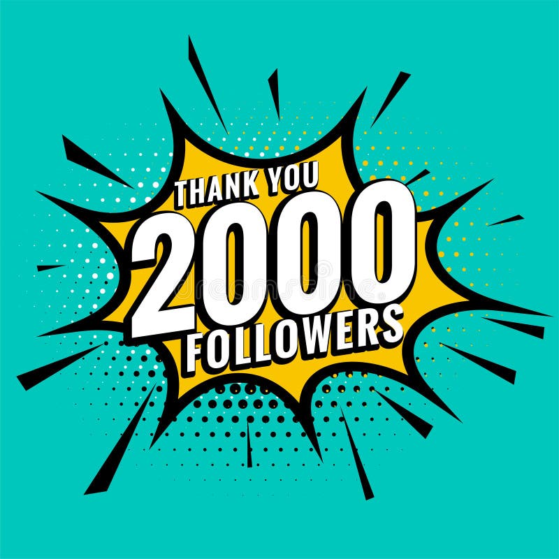 2000 social media followers in comic style background royalty free illustration