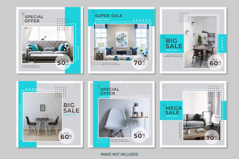Social media furniture sale promotion post template vector