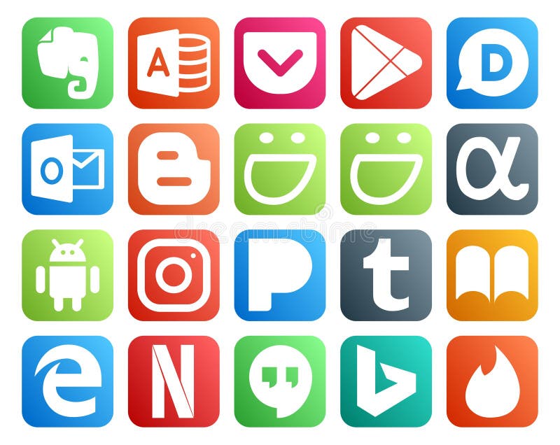 20 Social Media Icon Pack Including tinder. apps. question. google