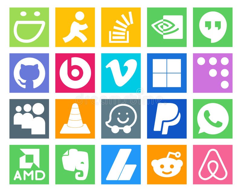20 Social Media Icon Pack Including player. vlc. github. myspace. delicious vector illustration