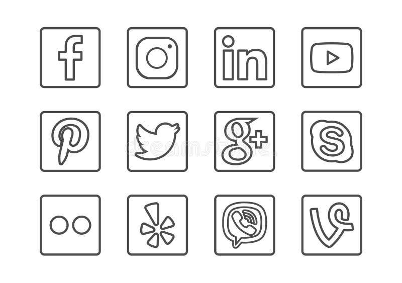 Social Media Icon Set with Facebook, Yelp, Instagram, Linkedin, Youtube, Pinterest, Twitter, Google Plus and also Skype, Flickr, Viber and Vine. Social Media Icon Set with Facebook, Yelp, Instagram, Linkedin, Youtube, Pinterest, Twitter, Google Plus and also Skype, Flickr, Viber and Vine.