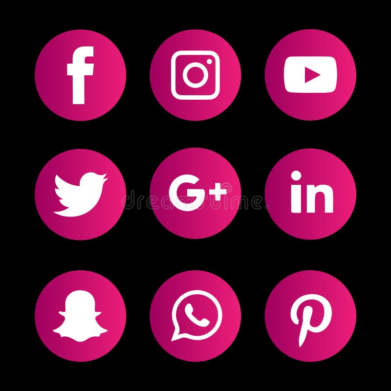 Social Media Icons with Flat Design. Editorial Image - Illustration of ...