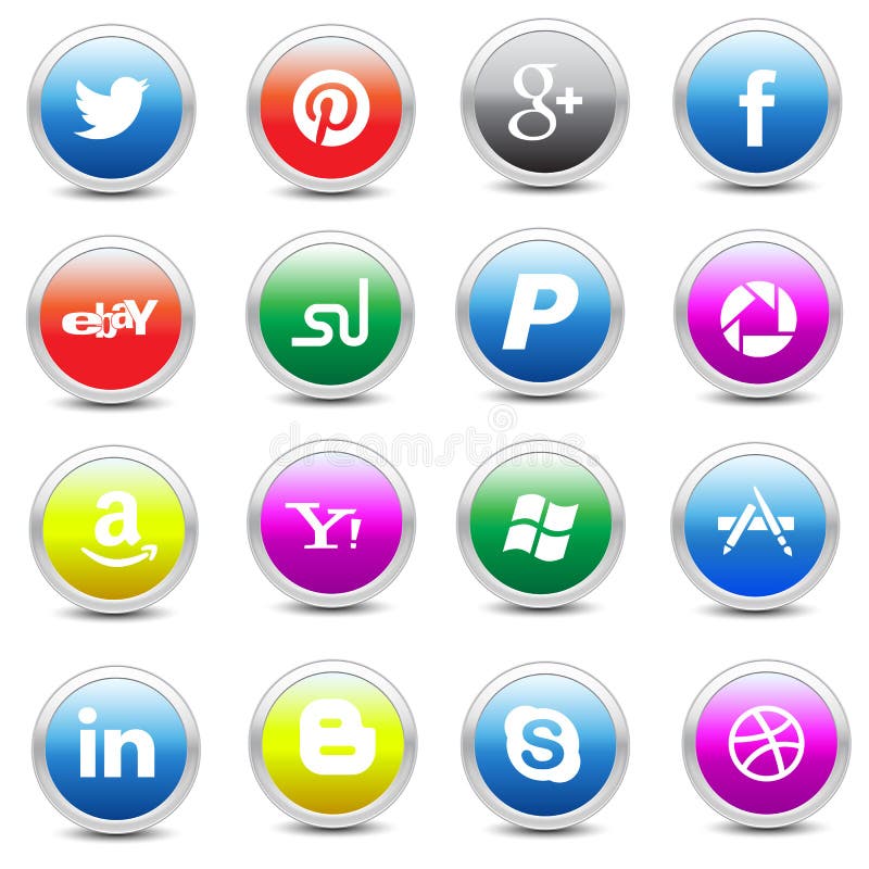 Social media icons pack editorial photography. Illustration of clipart