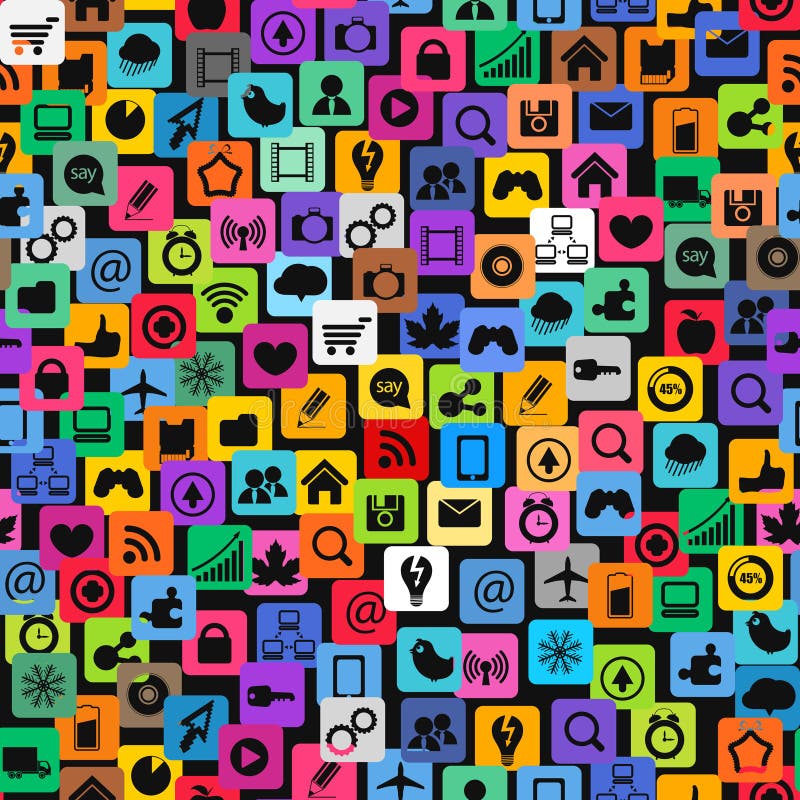 Social media icons seamless texture