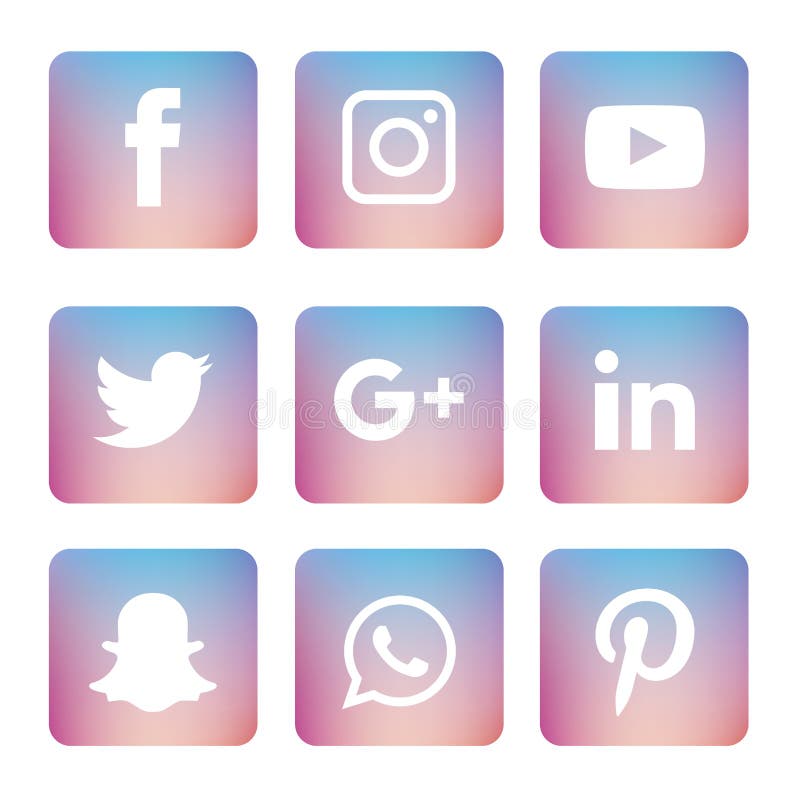 Social Media Icons Set Logo Vector Illustrator Editorial Stock ...