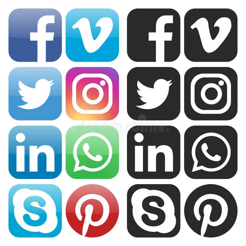Social media icons vector collection stock illustration Social media icons vector collection stock illustration