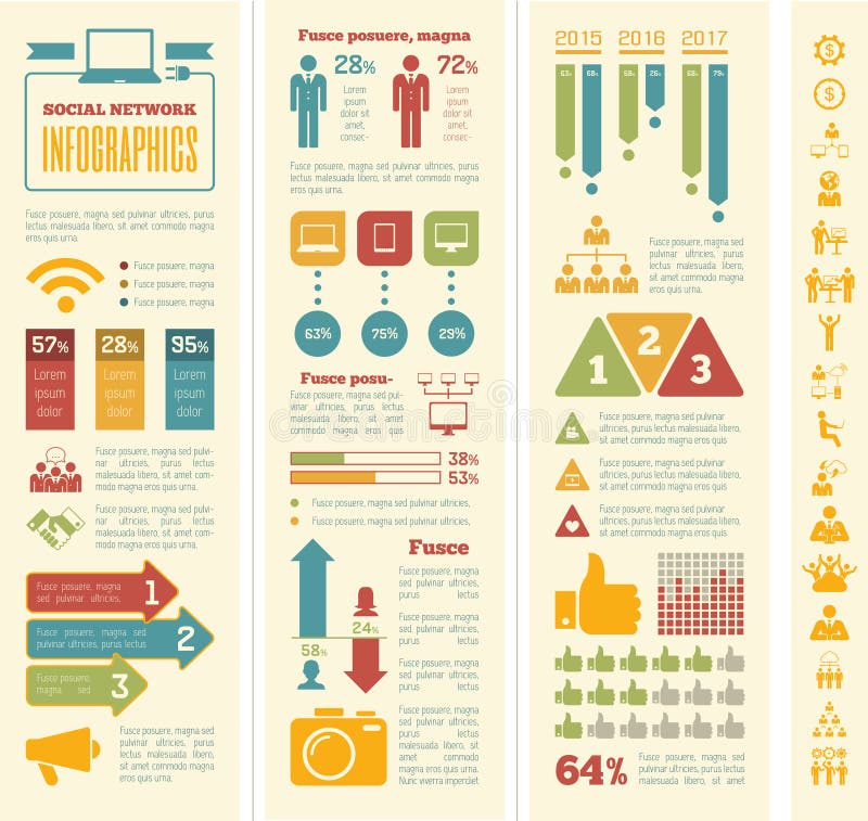 Social Media Infographic Template. royalty free illustration