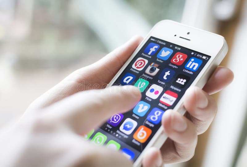 Social media on iPhone stock photos Social media on iPhone stock photos