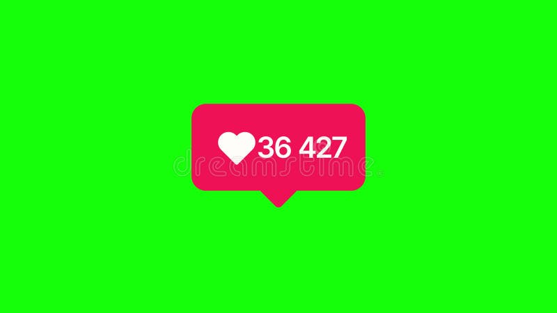 Social media likes, comments, followers, share notifications. Numbers increase animation. Green Screen Chroma key, Alpha stock footage