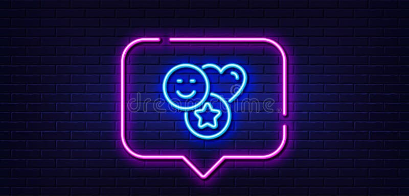 Social Media Likes Line Icon. Heart, Star Sign. Neon Light Speech ...