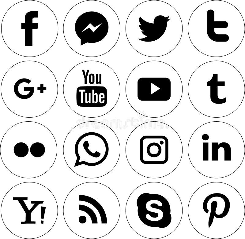 Vector illustration of popular social media icons on white background. Vector illustration of popular social media icons on white background