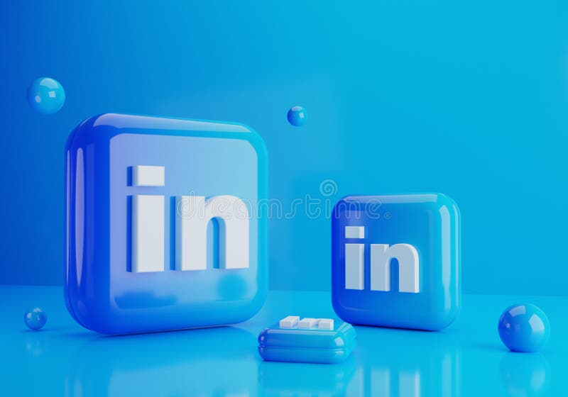 Social Media Linkedin Logo on Blue Background 3d Render Editorial