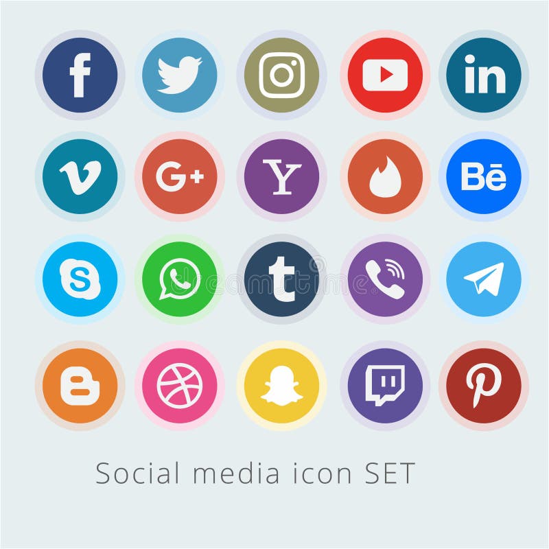 Social media logo collection vector. Colorful icon sets available for web and print, Popular social media icons